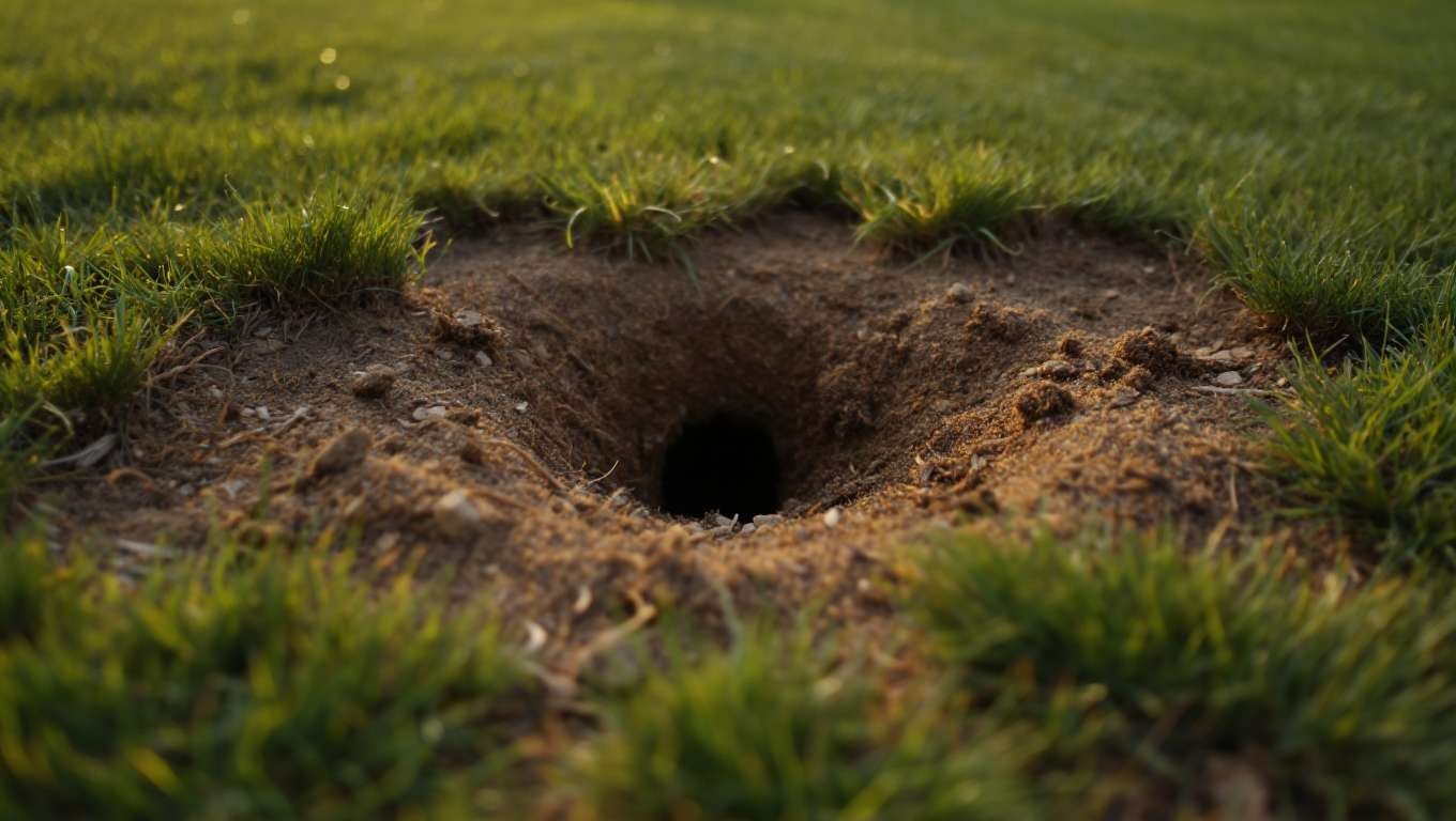 Trou de rat dans le jardin 