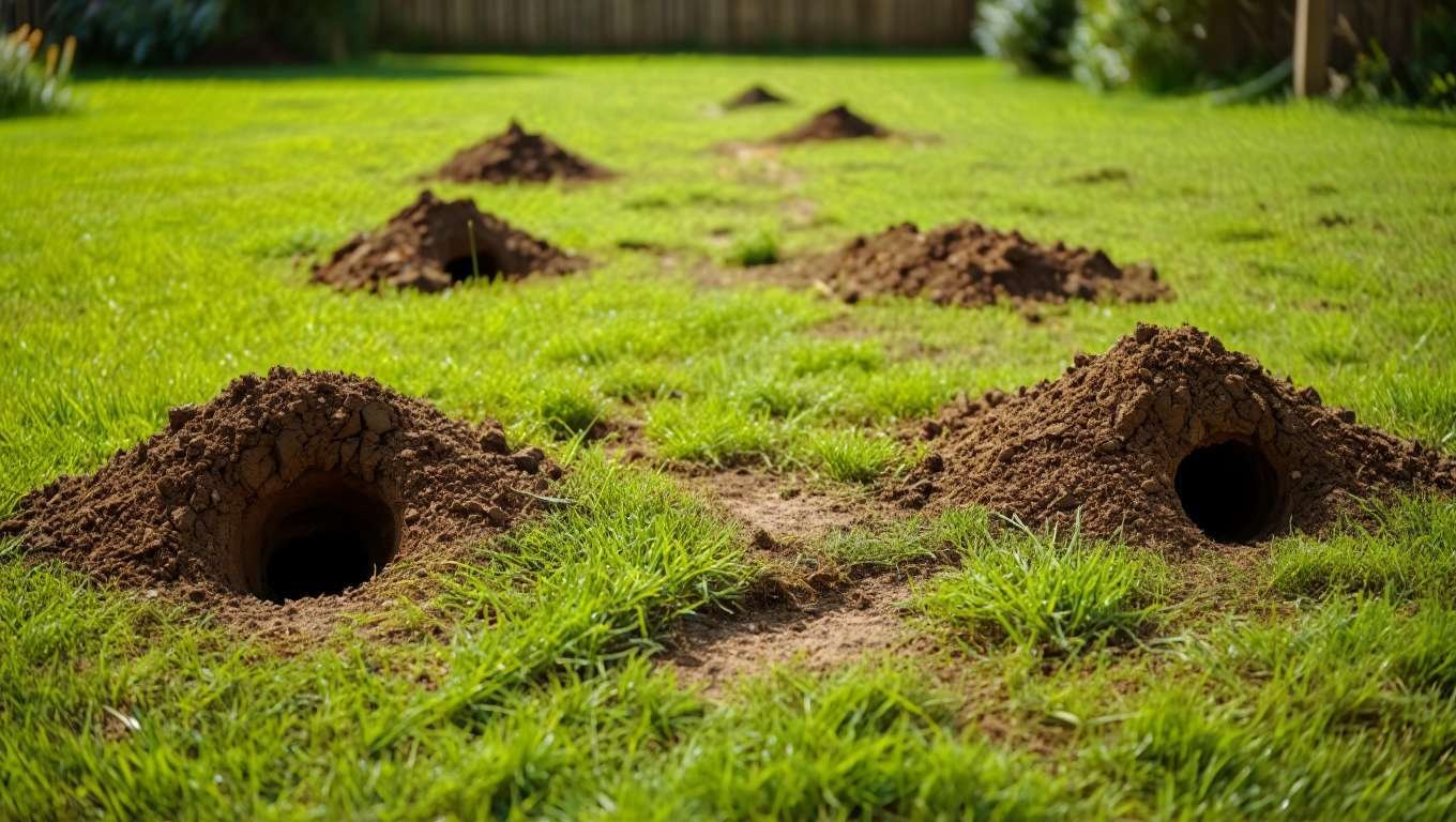 Trou de rat dans le jardin 