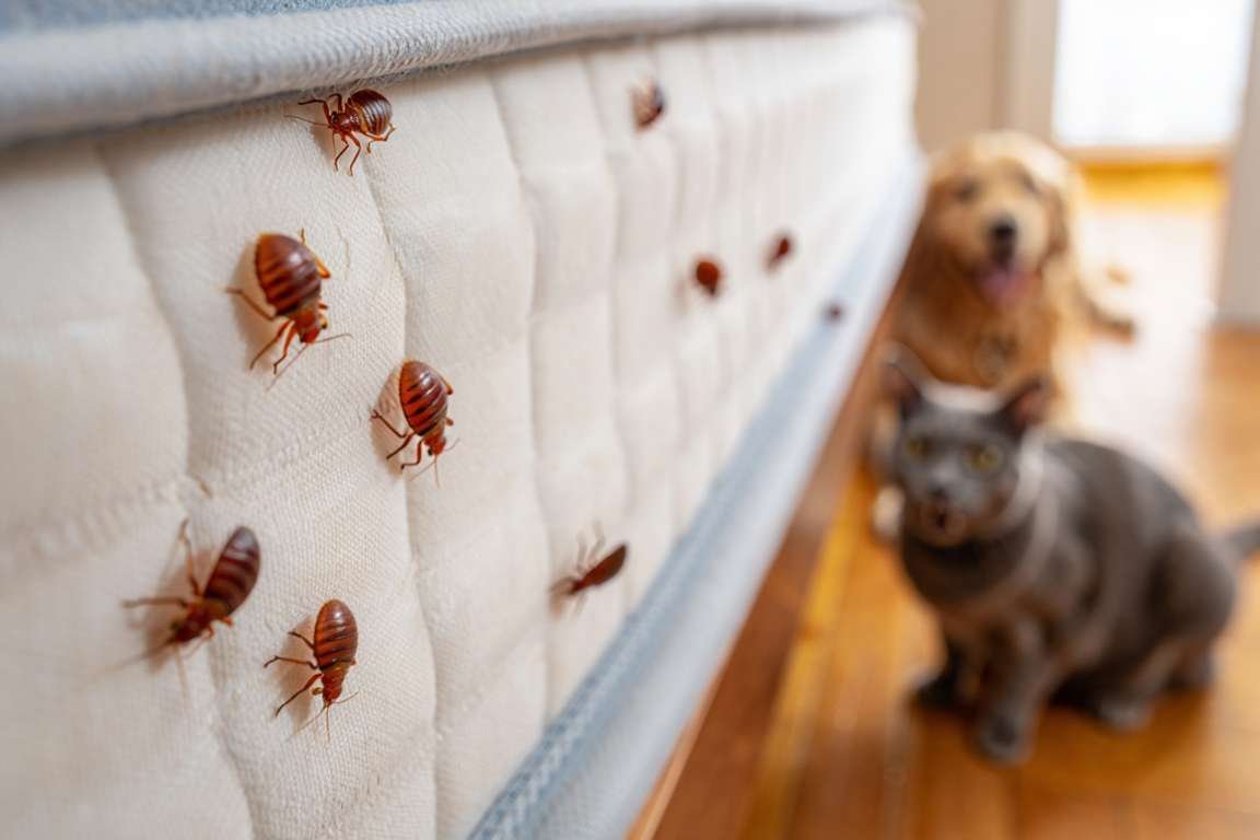 Punaises de lit et chats ou chiens 