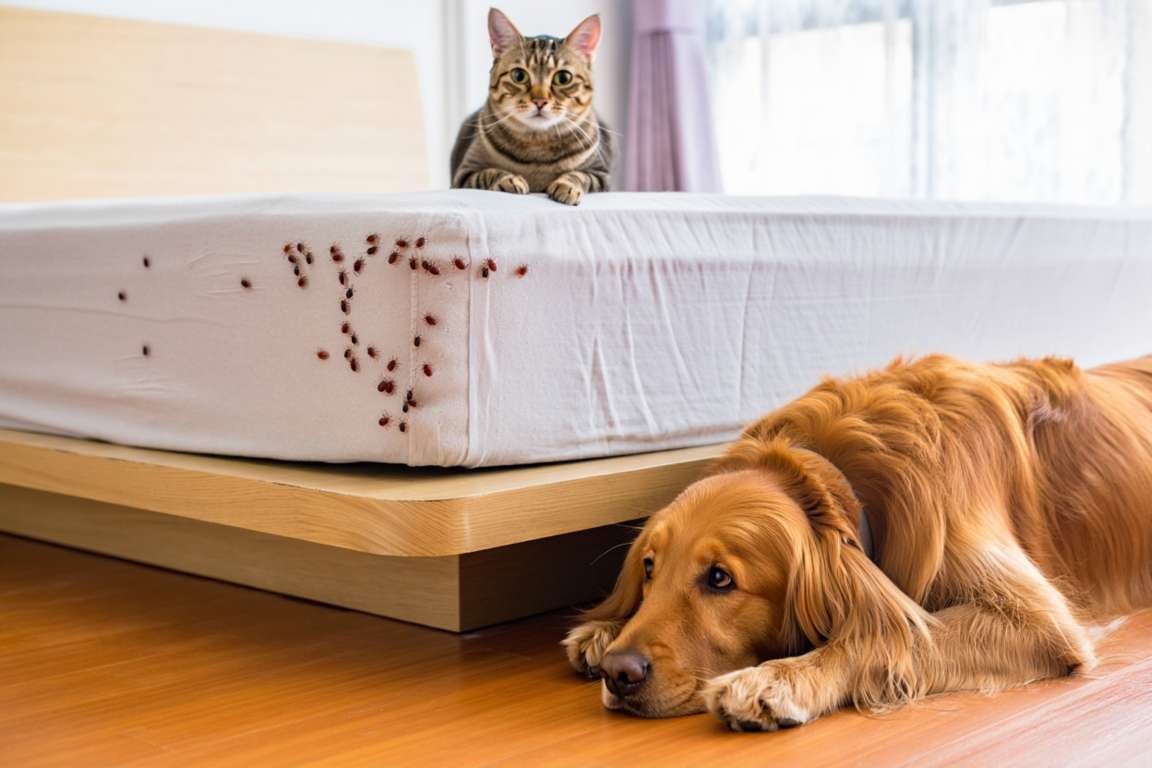 Punaises de lit et chats ou chiens 